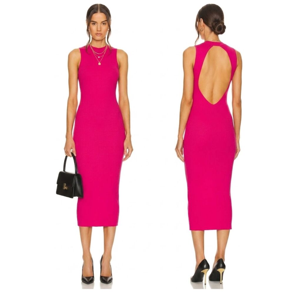 ALIX NYC Kerry Open Back Ribbed Maxi Dress Pink Women's Size Large